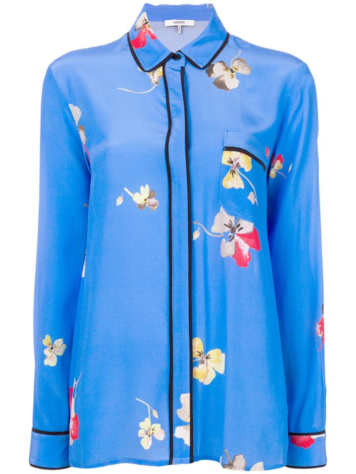 Ganni Floral Printed Shirt - Blue
