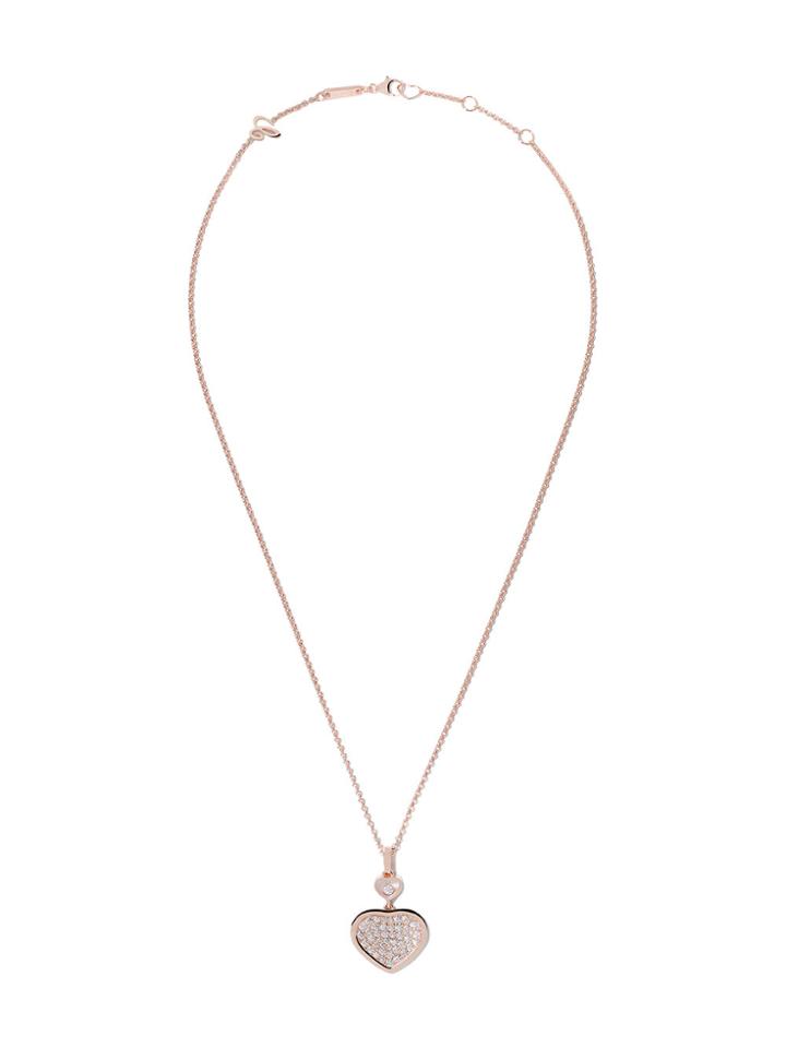 Chopard 18kt Rose Gold Happy Hearts Diamond Pendant Necklace -