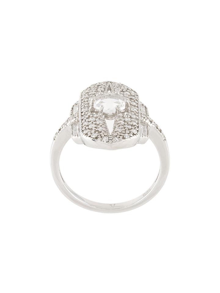 V Jewellery Shield Ring - Metallic