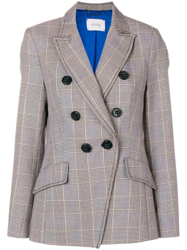 Dorothee Schumacher Plaid Double Breasted Jacket - Grey