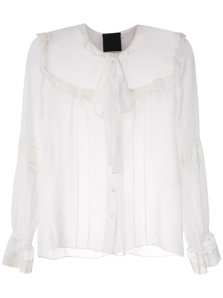 Andrea Bogosian Pussy Bow Silk Shirt - White