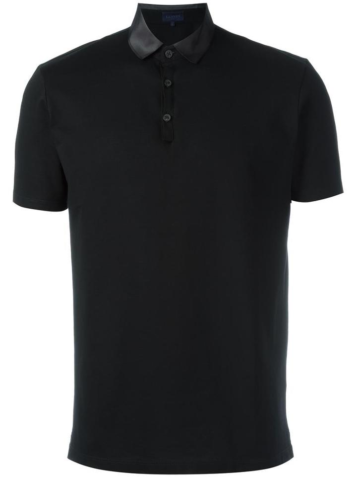 Lanvin Contrast Collar Polo Shirt, Men's, Size: Large, Black, Cotton/viscose/polyester