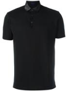 Lanvin Contrast Collar Polo Shirt, Men's, Size: Large, Black, Cotton/viscose/polyester