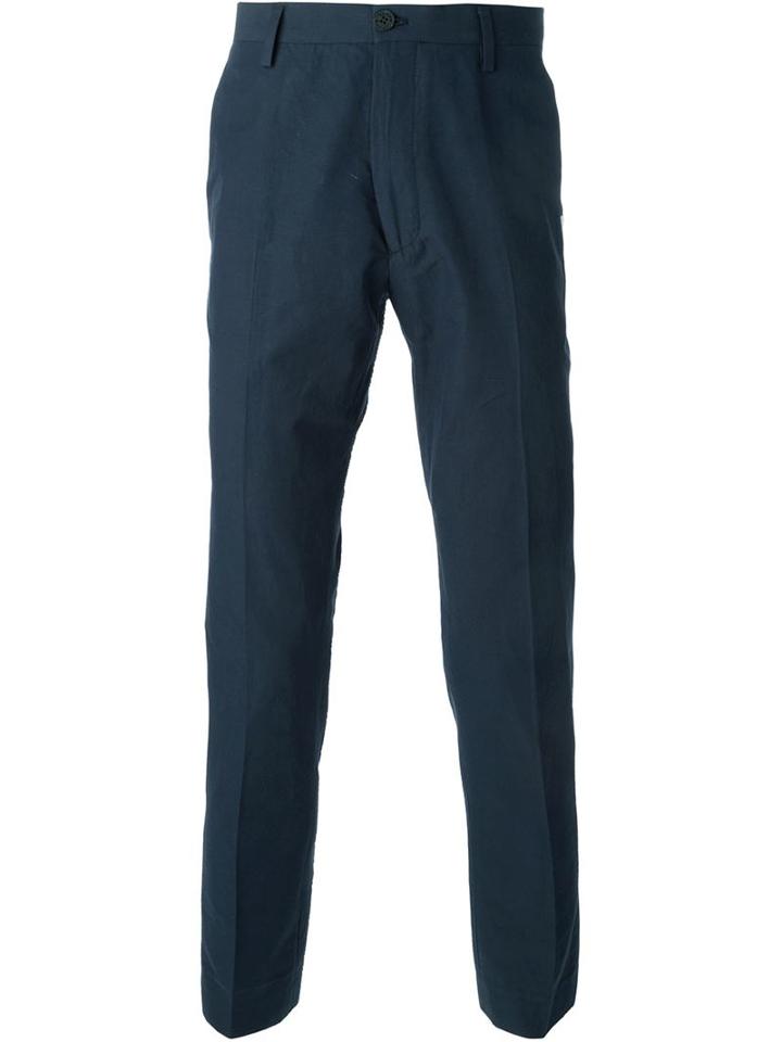 Kenzo Straight Leg Trousers, Men's, Size: 50, Blue, Cotton/linen/flax