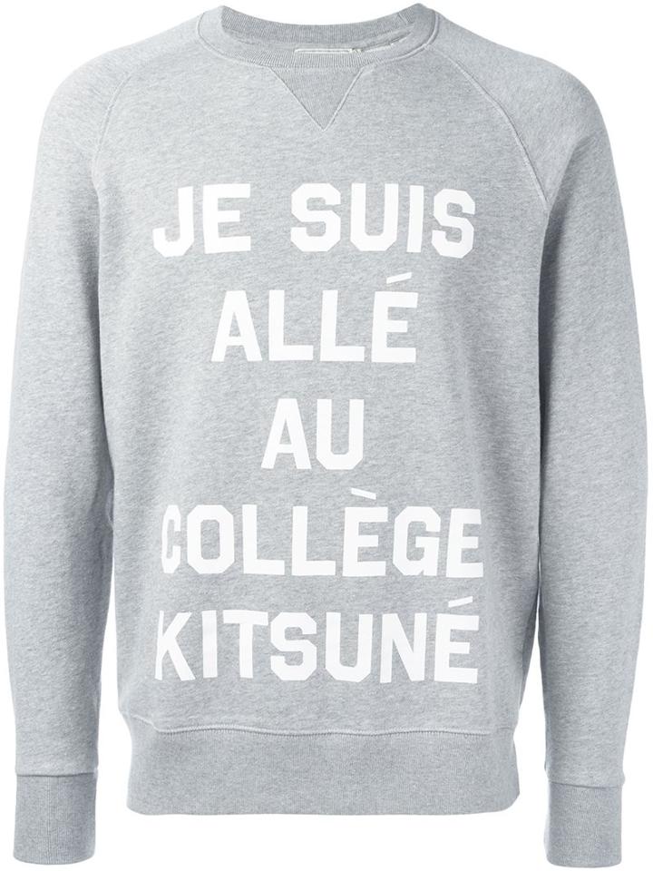 Maison Kitsuné Front Print Sweatshirt, Men's, Size: Small, Grey, Cotton