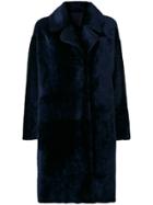 Drome Furry Detail Coat - Blue