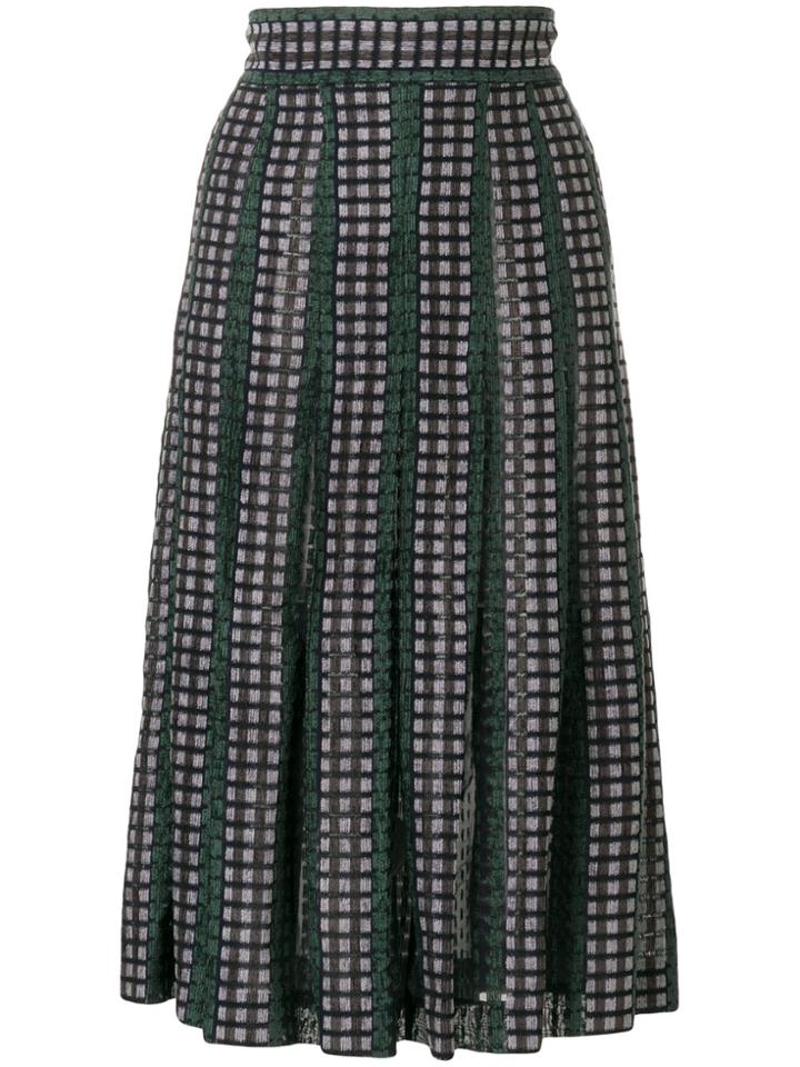 Bottega Veneta Knitted Check Skirt - Green
