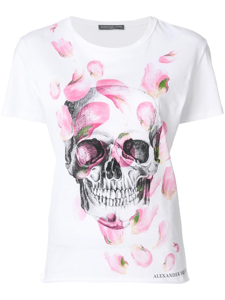 Alexander Mcqueen Petal Skull Print T-shirt - White