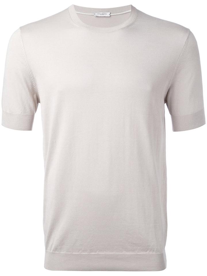 Paolo Pecora - Knit T-shirt - Men - Silk/cotton - M, Nude/neutrals, Silk/cotton