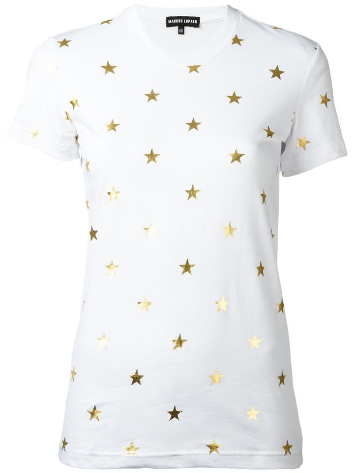 Markus Lupfer - Metallic Star Print T-shirt - Women - Cotton - M, Red, Cotton