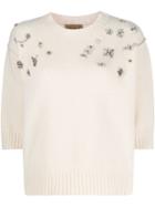 Alessia Santi Mixed Stone-embellished Jumper - White