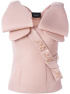 Simone Rocha Bow Detail Scuba Blouse, Women's, Size: 8, Pink/purple, Polyester/acetate