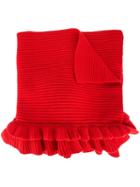 Stella Mccartney Frilled Layer Scarf, Women's, Red, Virgin Wool