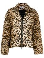 Balenciaga Leopard Print C-shape Puffer Jacket - Brown