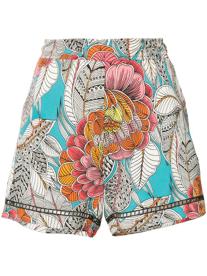 Trina Turk - Bubbly Shorts - Women - Silk/polyester/spandex/elastane - L, White, Silk/polyester/spandex/elastane