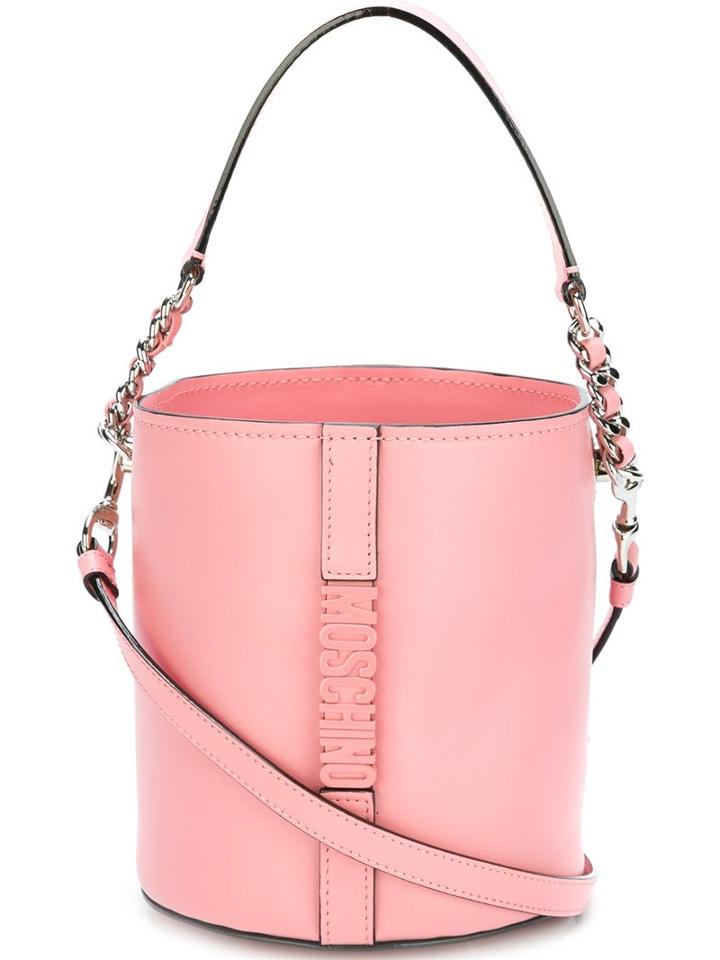 Moschino Logo Plaque Bucket Tote, Women's, Pink/purple