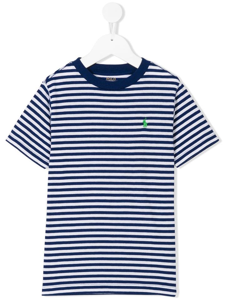 Striped Logo T-shirt - Kids - Cotton/polyester - 6 Yrs, Blue, Ralph Lauren Kids