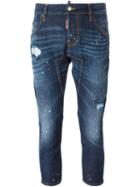 Dsquared2 Icon Cropped Jeans, Women's, Size: 40, Blue, Cotton/spandex/elastane/polyester