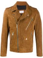 Family First Zipped Biker Jacket - Brown