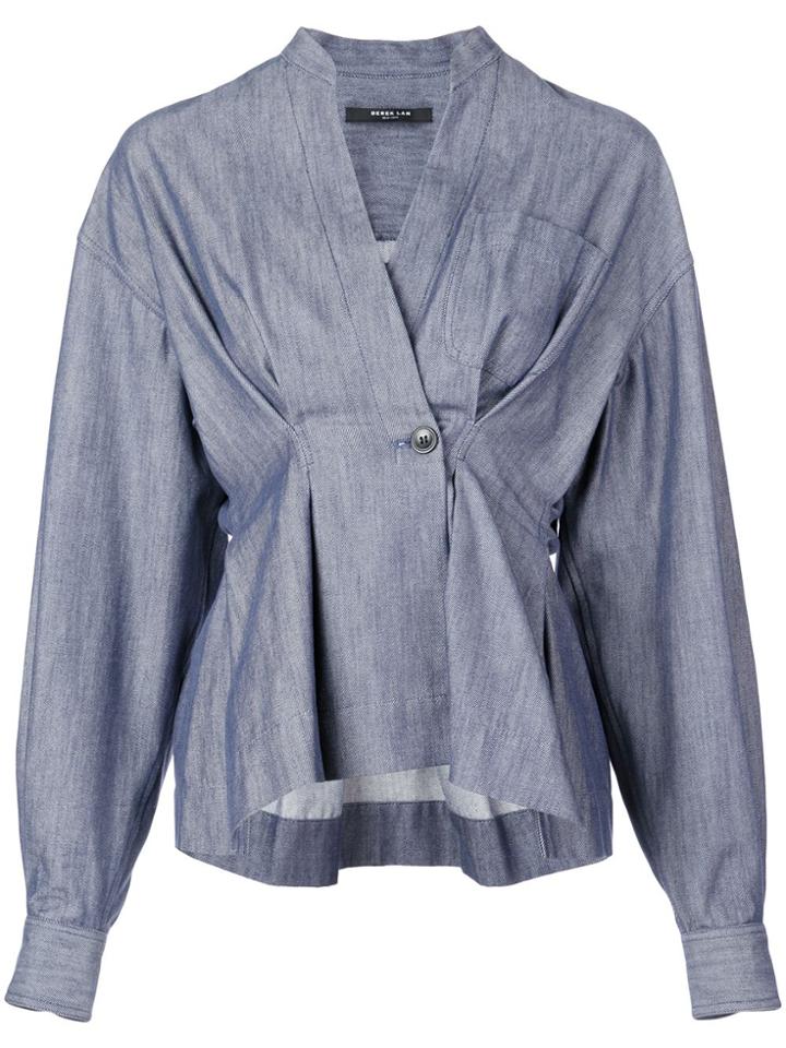 Derek Lam Indigo Twill Wrap Shirt Jacket - Blue