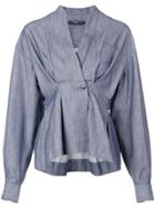 Derek Lam Indigo Twill Wrap Shirt Jacket - Blue