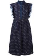 Manoush Volant Denim Dress, Women's, Size: 40, Blue, Cotton/polyester