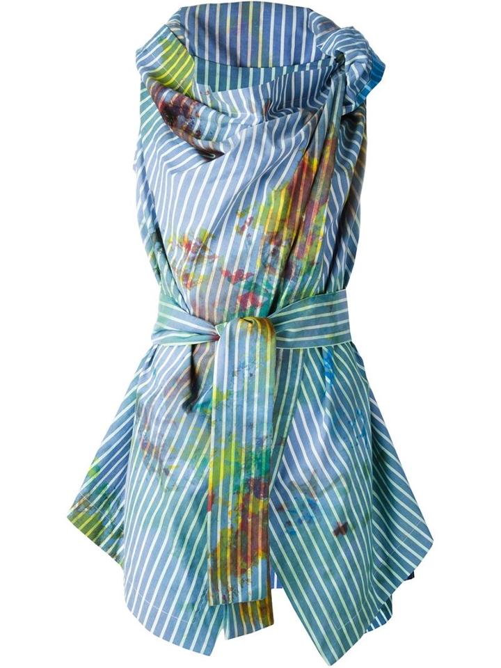 Vivienne Westwood Anglomania Stained Striped Draped Top