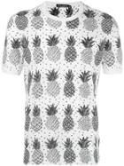 Dolce & Gabbana Pineapple Print T-shirt, Men's, Size: 48, White, Cotton