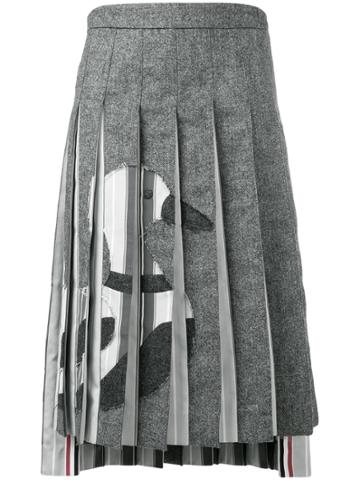 Thom Browne Frayed Duck Pleated Skirt - Grey