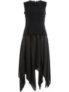 Masnada Asymmetric Full Skirt Dress - Black