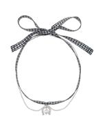Miu Miu Gingham Horseshoe Necklace - Metallic