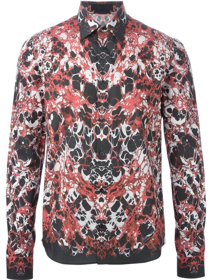Alexander Mcqueen Marble Print Shirt, Men's, Size: 44, Black, Cotton