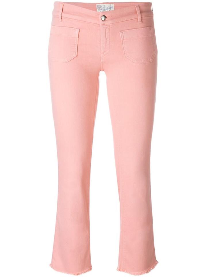 The Seafarer Raw Hem Cropped Jeans, Women's, Size: 24, Pink/purple, Cotton/polyester/spandex/elastane