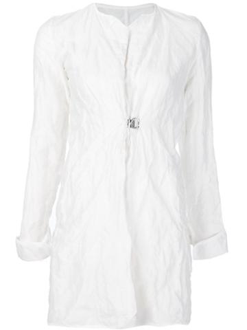 Simona Tagliaferri Creased Effect Coat, Women's, Size: Medium, White, Silk/cotton/metal