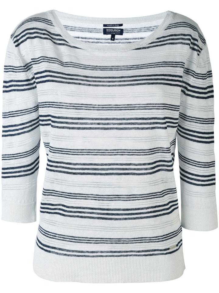 Woolrich - Striped Knitted Top - Women - Linen/flax - M, White, Linen/flax