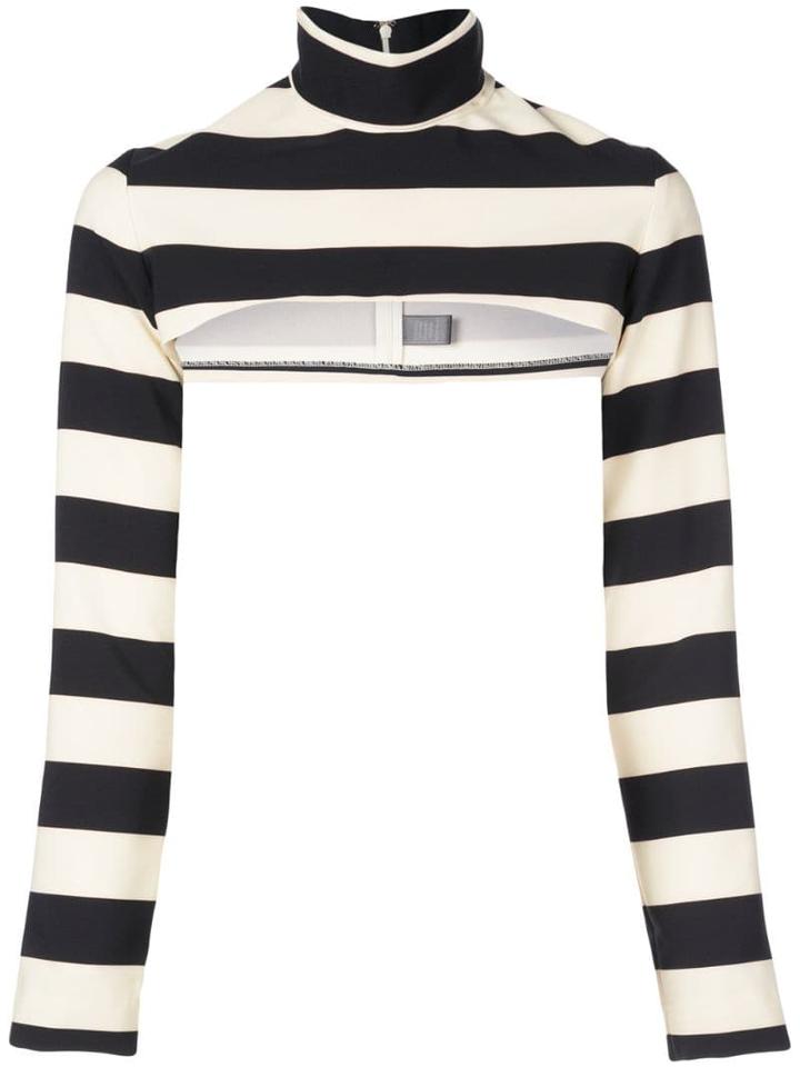 Christian Siriano Cropped Striped Jumper - Black