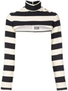 Christian Siriano Cropped Striped Jumper - Black
