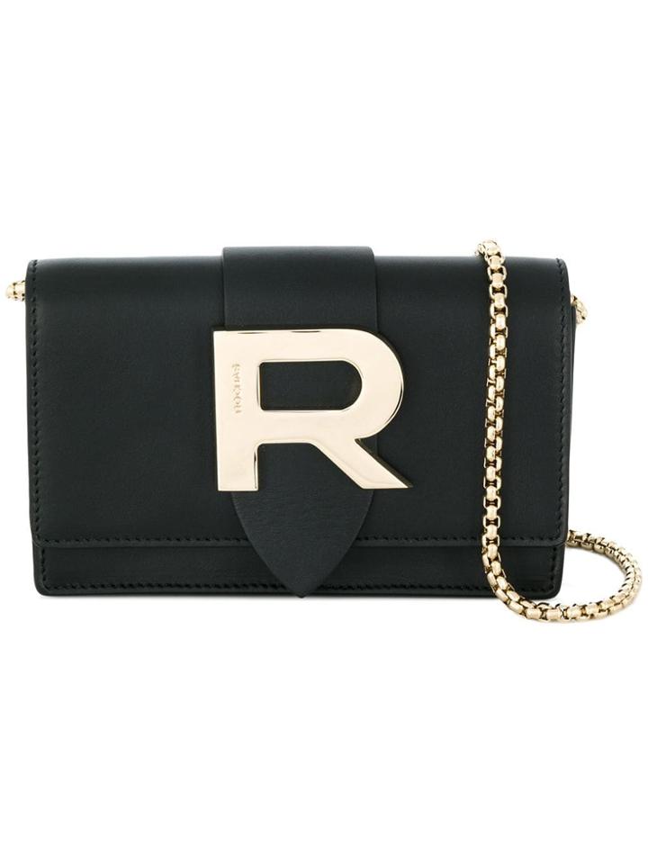 Rochas R Plaque Crossbody Bag - Black