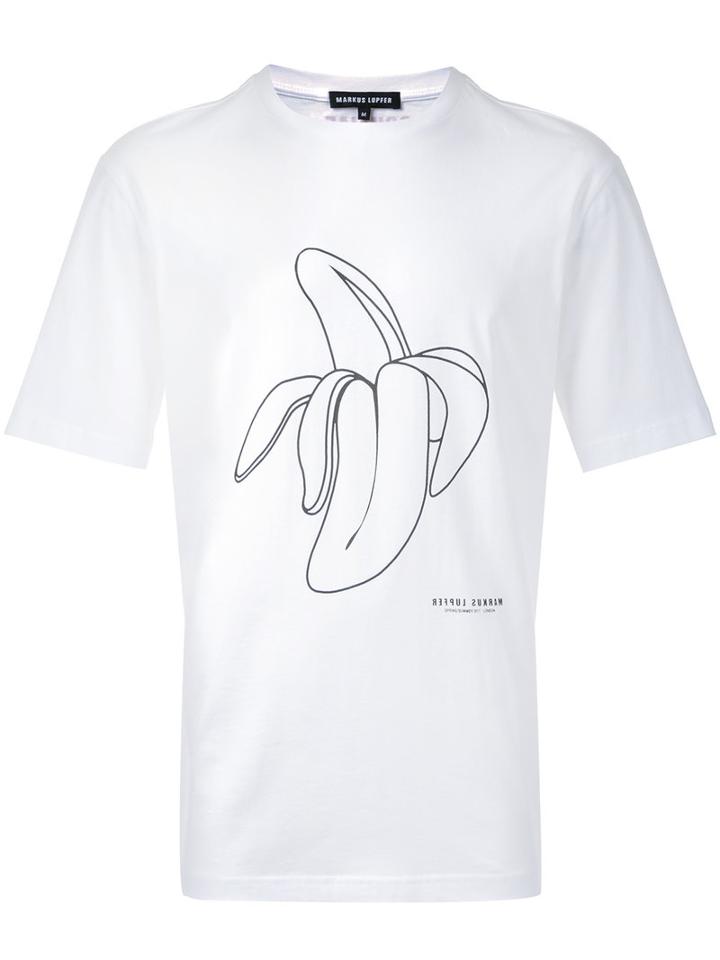 Markus Lupfer Banana Print T-shirt, Men's, Size: Xl, White, Cotton