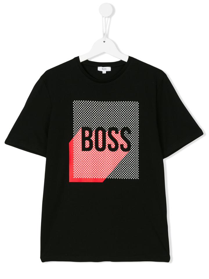 Boss Kids Logo Print T-shirt - Black