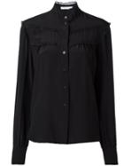 See By Chloé Ruffled Trim Shirt, Women's, Size: 40, Black, Silk/polyester/spandex/elastane
