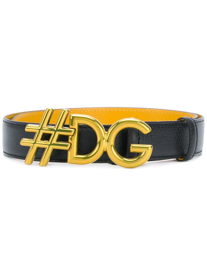 Dolce & Gabbana #dg Plaque Belt - Black