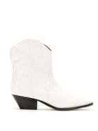 Schutz Leather Ankle Cowboy Boots - White