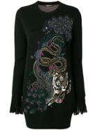 Roberto Cavalli Longline Peacock Sweater - Black