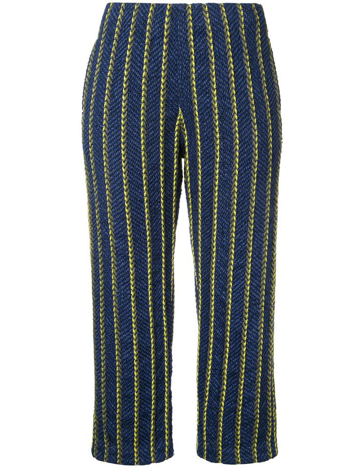 Coohem - Striped Cropped Trousers - Women - Cotton/nylon/polyester - 38, Blue, Cotton/nylon/polyester
