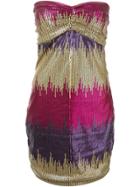 Versace Vintage Strapless Sequined Mini Dress - Pink & Purple