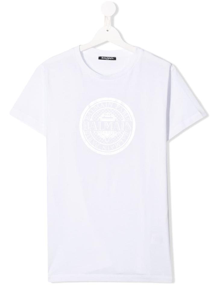 Balmain Kids Metallic Logo T-shirt - White