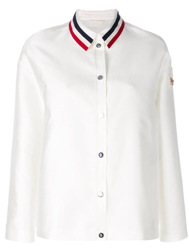Moncler Gamme Rouge Striped Collar Shirt Jacket - White