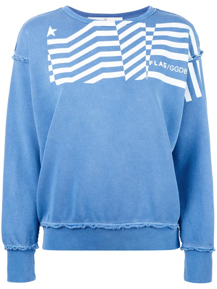 Golden Goose Deluxe Brand Flag Print Sweatshirt, Women's, Size: Medium, Blue, Cotton