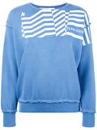 Golden Goose Deluxe Brand Flag Print Sweatshirt, Women's, Size: Medium, Blue, Cotton